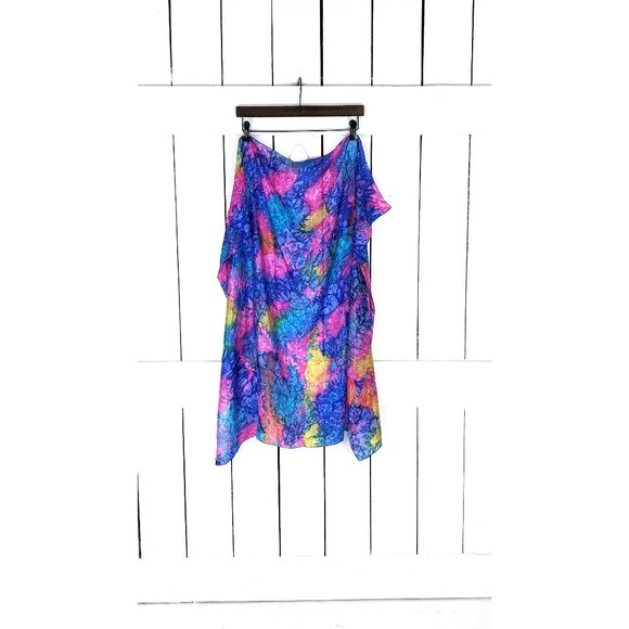 Vintage Pure Silk Colorful Watercolor Ink Blot Tie Dye  Vintage pure silk colorful watercolor ink blot tie dye square silk scarf